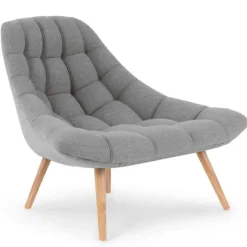 Fauteuil Scandinave en Tissu Johan 102cm Gris