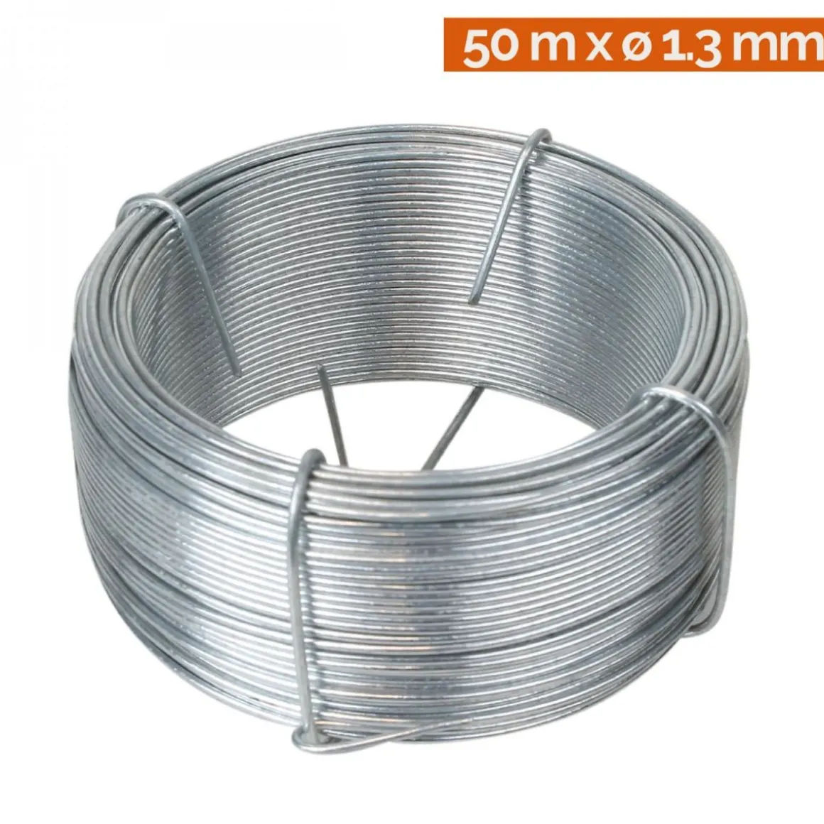 Fil d'attache en acier galvanisé pour grillage ou autre - 50 m x 1.3mm Ø - Gris