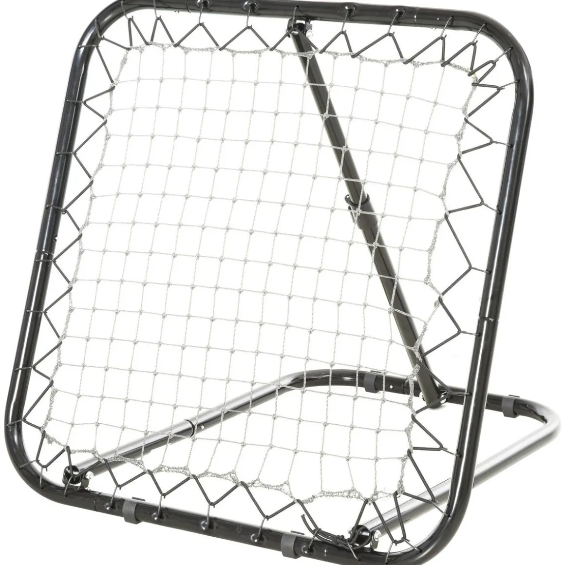 Filet de rebond de football pliable - inclinaison réglable 5 positions - dim. 84L x 78l x 78H cm - piquets d'ancrage inclus filet PE blanc métal époxy noir