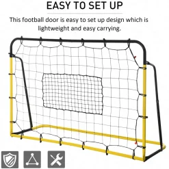 Filet de rebond de football - rebondisseur de football angle réglable - dim. 184L x 123H cm - jaune noir