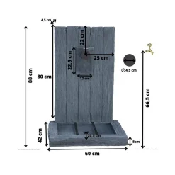 Fontaine ARDOISE - en pierre reconstituée - 59 x 44 x 87 cm - Gris