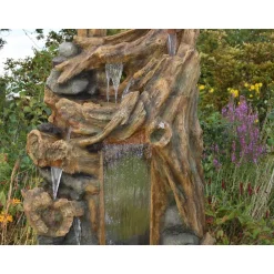 Fontaine de jardin Sartene vieux troncs d'arbre avec cascade et éclairage LED - Ubbink