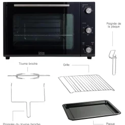 Four multifonction chaleur tournante 48l 1800w noir - bat-48rc