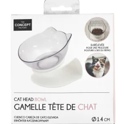 Gamelle tête de chat surélevée - Blanc