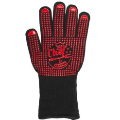Gant Anti Chaleur Barbecue 32cm Rouge & Noir
