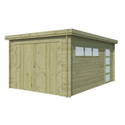 Garage - Bois traité autoclave - Toit plat - 14,35 m² - APETINA