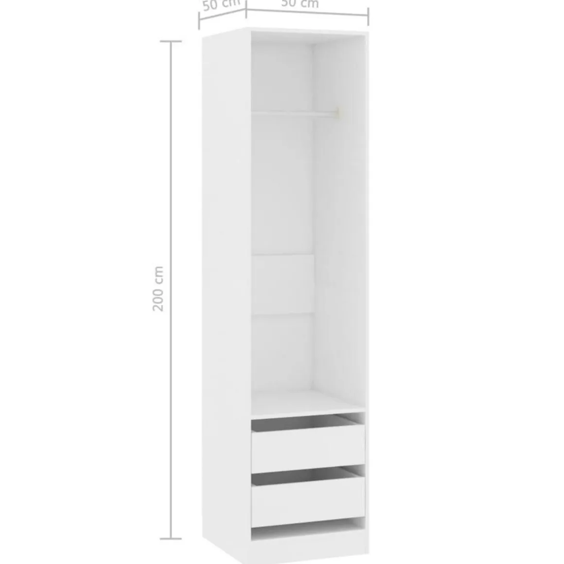 Garde-robe avec tiroirs Blanc 50x50x200 cm Bois d'ingenierie