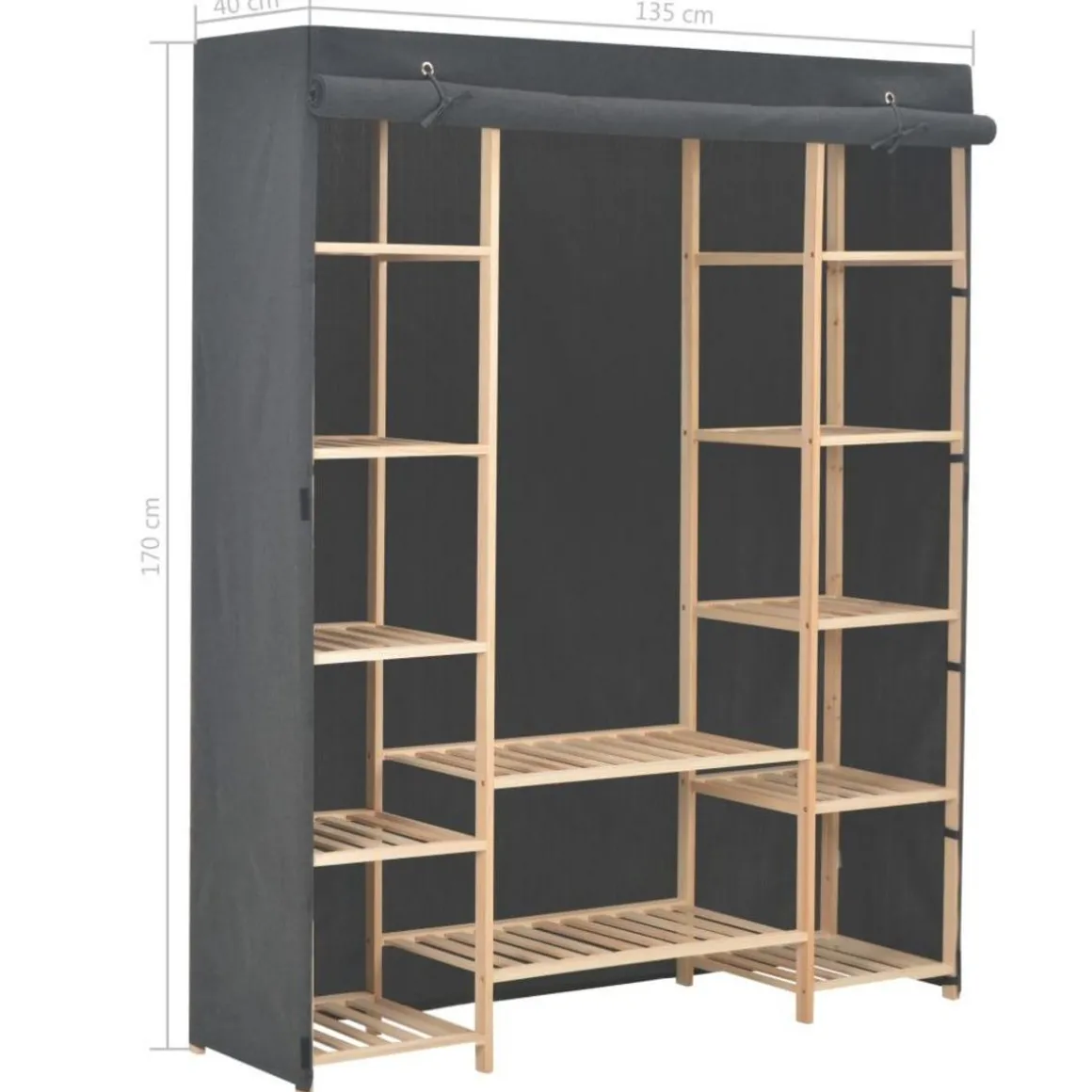 Garde-robe Gris 135 x 40 x 170 cm Tissu