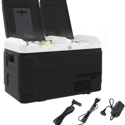 Glacière électrique portable 40L pour voiture - congélateur réfrigérateur 2 zones - LED - noir blanc
