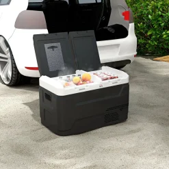 Glacière électrique portable 40L pour voiture - congélateur réfrigérateur 2 zones - LED - noir blanc