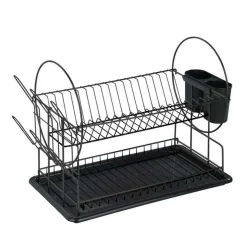 Égouttoir vaisselle à 2 niveaux - Noir