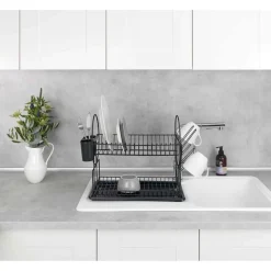 Égouttoir vaisselle à 2 niveaux - Noir
