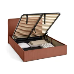 Goyave - lit coffre - 140x190 - en velours côtelé - sommier inclus