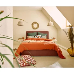 Goyave - lit coffre - 140x190 - en velours côtelé - sommier inclus