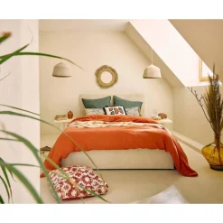 Goyave - lit coffre - 140x190 - en velours côtelé - sommier inclus