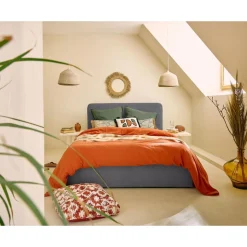 Goyave - lit coffre - 140x190 - en velours côtelé - sommier inclus