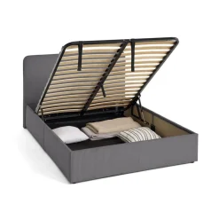 Goyave - lit coffre - 140x190 - en velours côtelé - sommier inclus