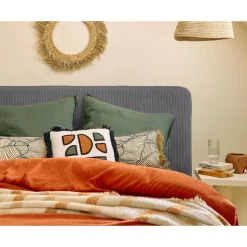 Goyave - lit coffre - 140x190 - en velours côtelé - sommier inclus