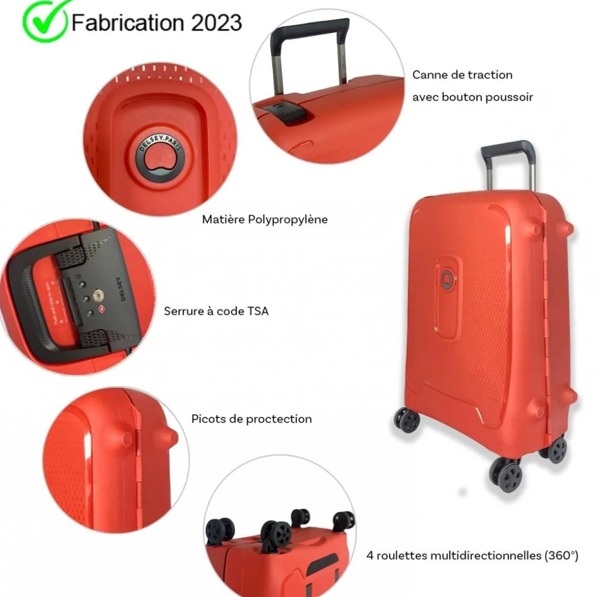 Grande valise XL rigide Montcenis TSA polypropylène 82cm