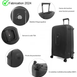Grande valise XL rigide Montcenis TSA polypropylène 82cm