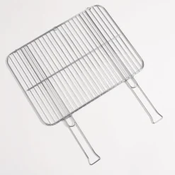 Grille de barbecue double rectangulaire 51x38 cm - manche en bambou