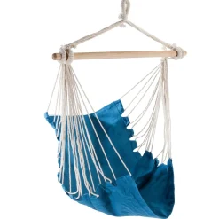 Hamac fauteuil à suspendre - Bois et textile - 130x100cm - Marron