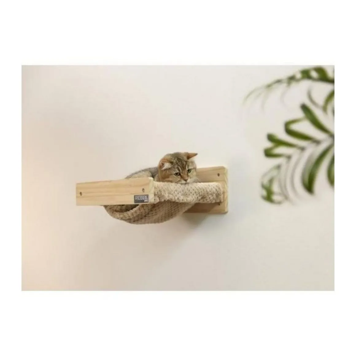 Hamac mural pour chats - KERBL - TIMBER - 38 x 33,5 x 16 cm - Bois massif - Tissu peluche