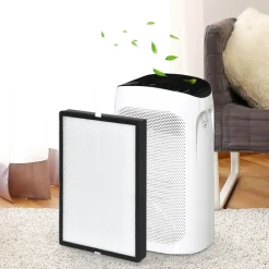 HOMCOM Filtre pour purificateur d'air réf. 823-019 - filtre 3 en 1 avec filtre à charbon actif, filtre HEPA - blanc noir