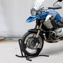 HOMCOM Rail de support universel pour moto - support béquille moto - bloque roue 17 à 21 pouces métal époxy noir