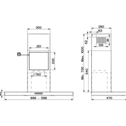 Hotte décorative 90cm 66db 700m3/h inox - 6850896