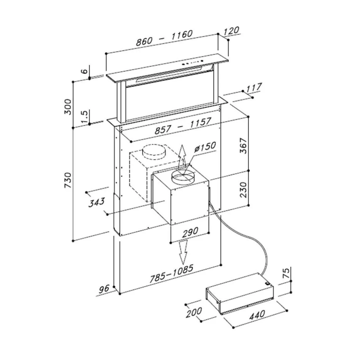 Hotte plan de travail DHD7961B