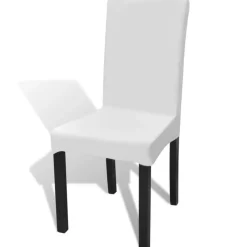Housse de chaise droite extensible 4 pcs blanc