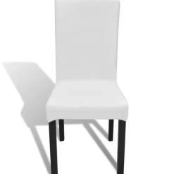Housse de chaise droite extensible 4 pcs blanc
