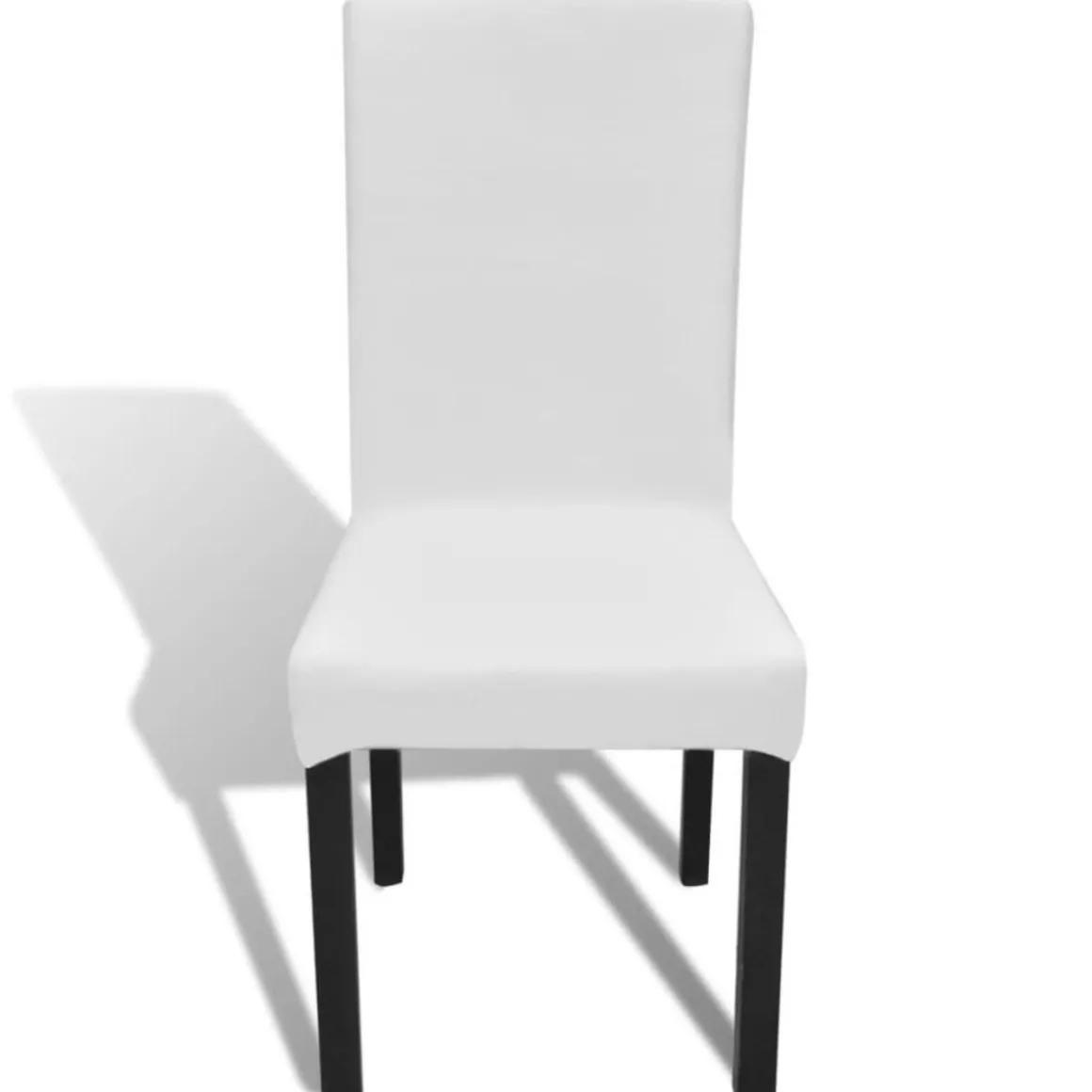 Housse de chaise droite extensible 4 pcs blanc