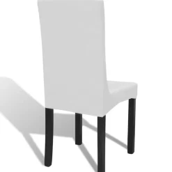 Housse de chaise droite extensible 4 pcs blanc