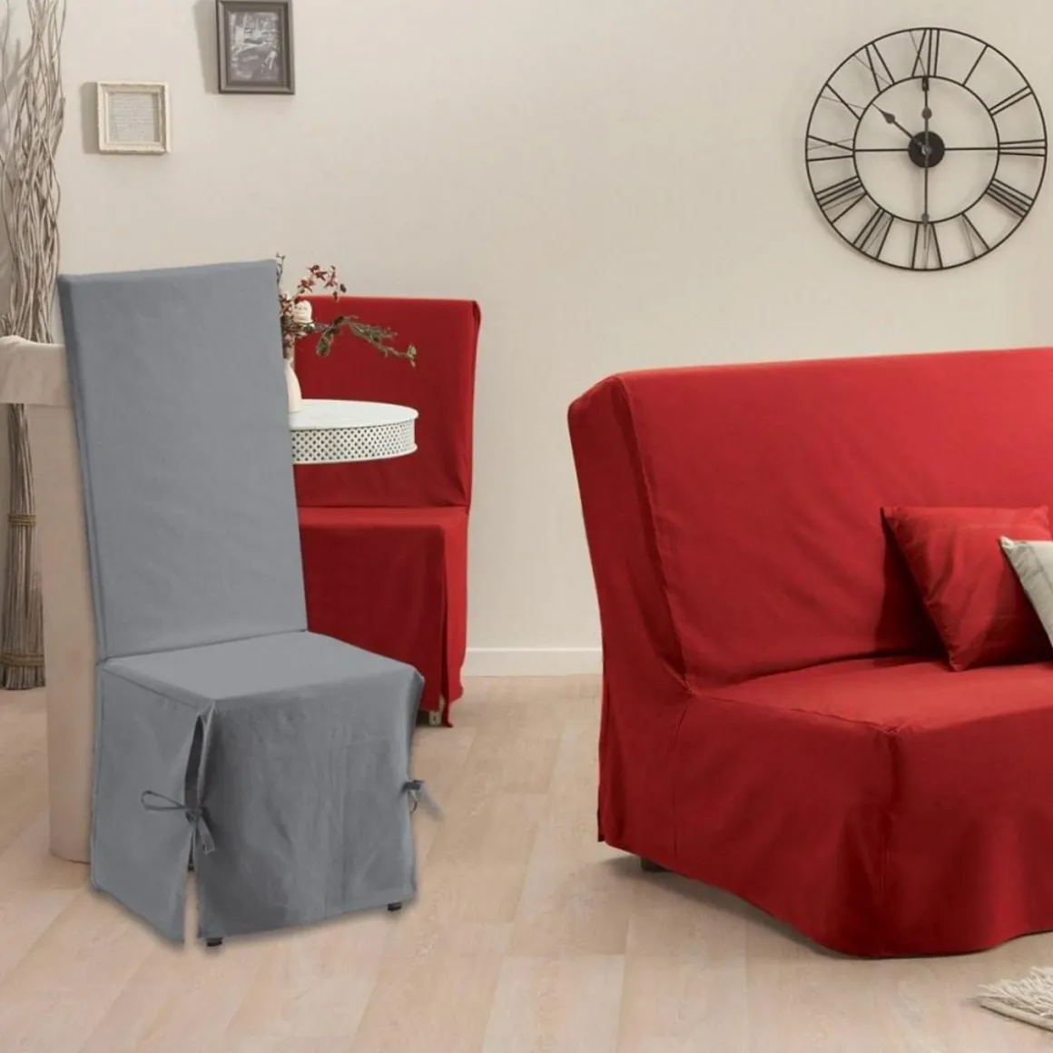 Housse de chaise Renato gris coton