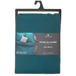 Housse de Couette Intérieur 140x200cm Bleu Canard