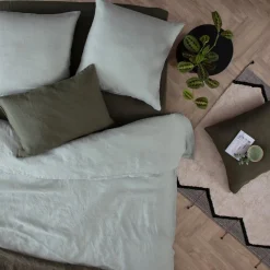 Housse de couette 2 places 100% lin - 260x240cm - Vert Céladon