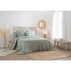 Housse de couette 2 places 100% lin - 260x240cm - Vert Céladon