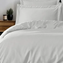 Housse de couette rayée réversible satin de coton VERSAILLES