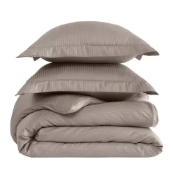 Housse de couette rayée réversible satin de coton VERSAILLES