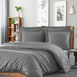 Housse de couette rayée réversible satin de coton VERSAILLES