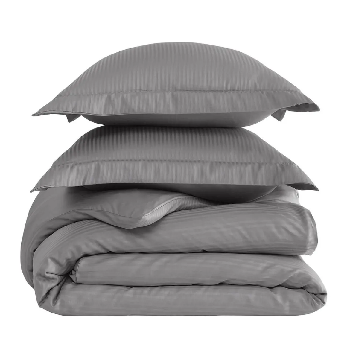 Housse de couette rayée réversible satin de coton VERSAILLES