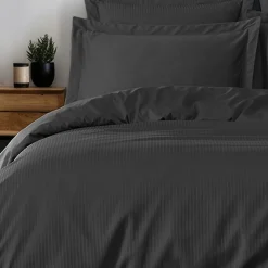 Housse de couette rayée réversible satin de coton VERSAILLES