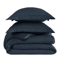 Housse de couette rayée réversible satin de coton VERSAILLES