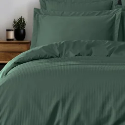 Housse de couette rayée réversible satin de coton VERSAILLES