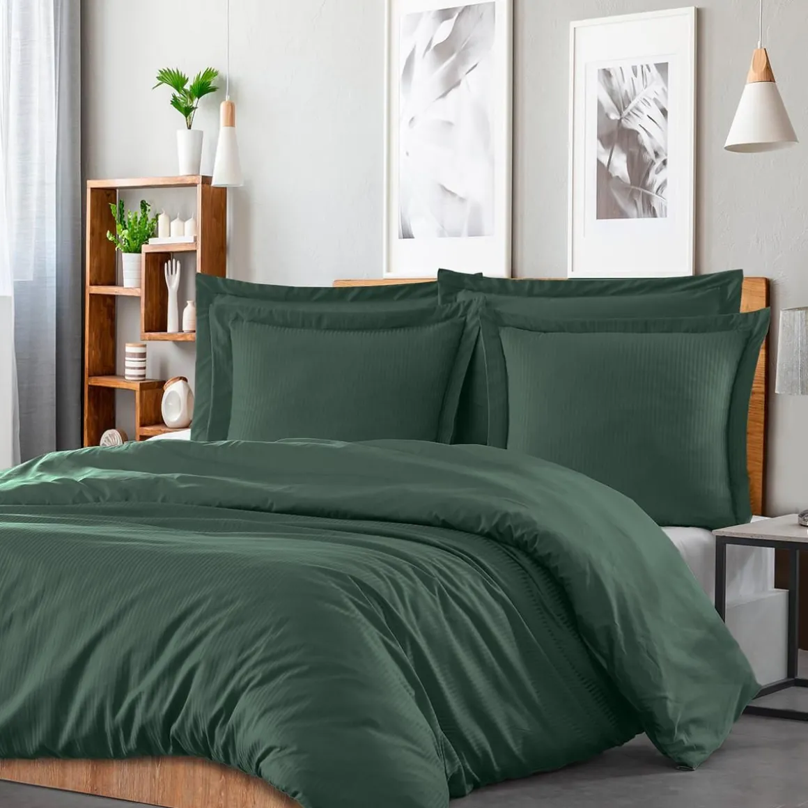 Housse de couette rayée réversible satin de coton VERSAILLES