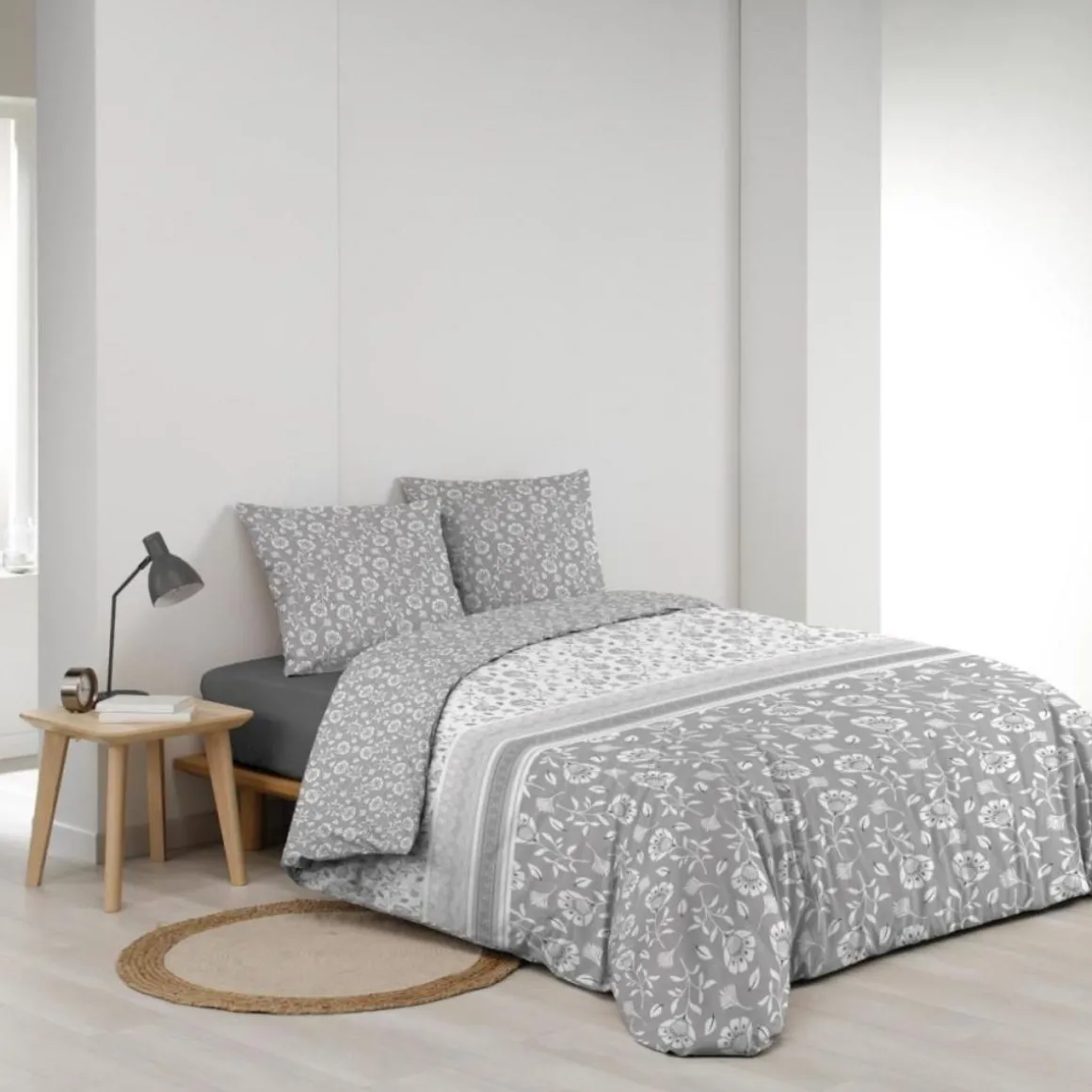 Housse de couette 240x220 + 2 taies FLAVIE 100% coton 57 fils