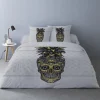 Housse de couette 260x240 Crâne d'or + 2 taies coton 52 fils
