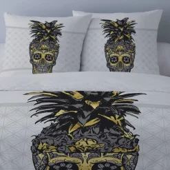 Housse de couette 260x240 Crâne d'or + 2 taies coton 52 fils